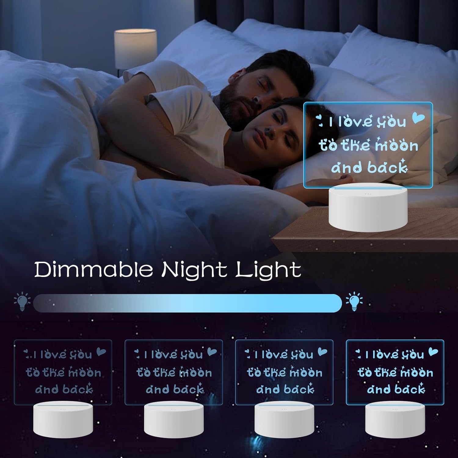 3D LED Natlampe med 7 eller 16 Farver og Fjernbetjening - FoxBox
