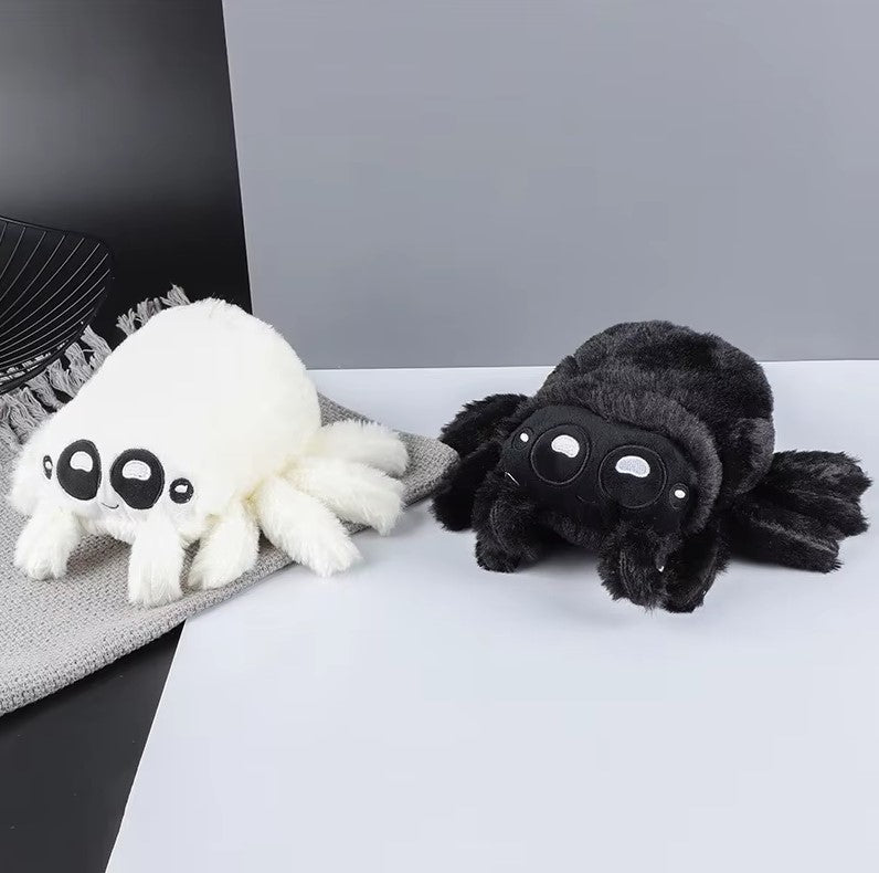 Blød - Spider Plysdyr - Perfekt som Gave og Dekoration - Grå og hvid - FoxBox