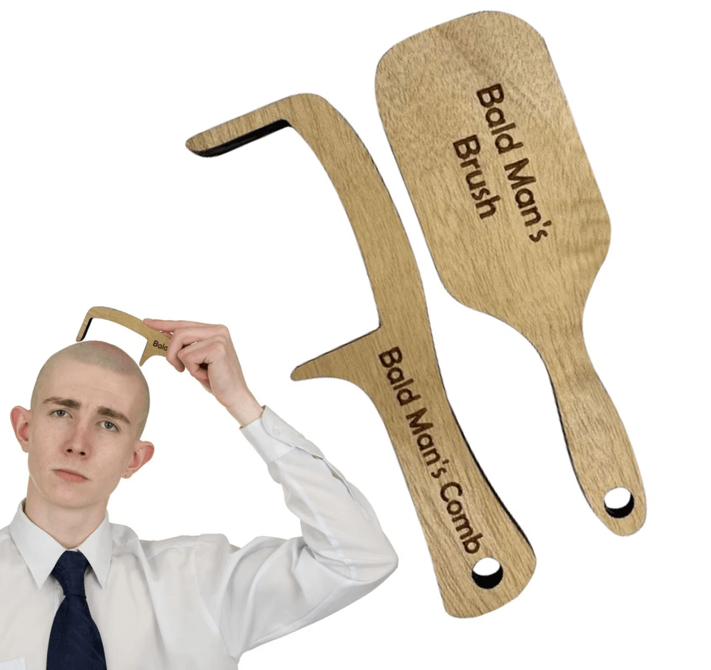 Funny Bald Man Grooming Tool Novelty Bald Man Hair Comb Hair Brush Buffer Head Polish Shiner Baldness Hairbrushes Gag Gift Comb - FoxBox