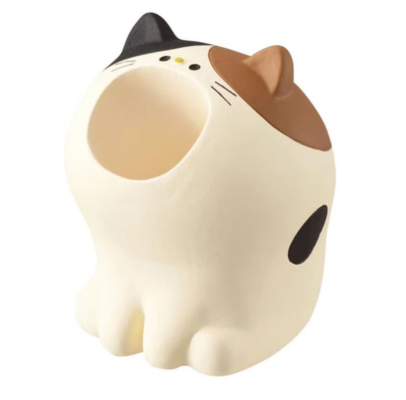 Kat - Sød Mini Penneholder i Resin – Perfekt til Skrivebordet - FoxBox