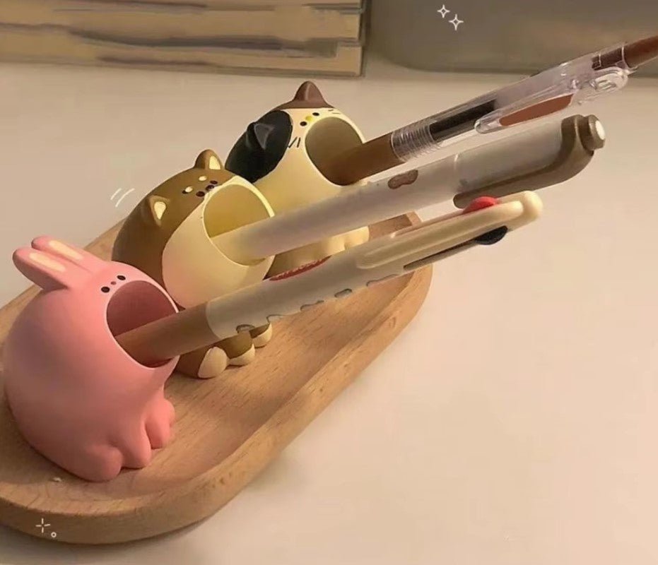 Kat - Sød Mini Penneholder i Resin – Perfekt til Skrivebordet - FoxBox