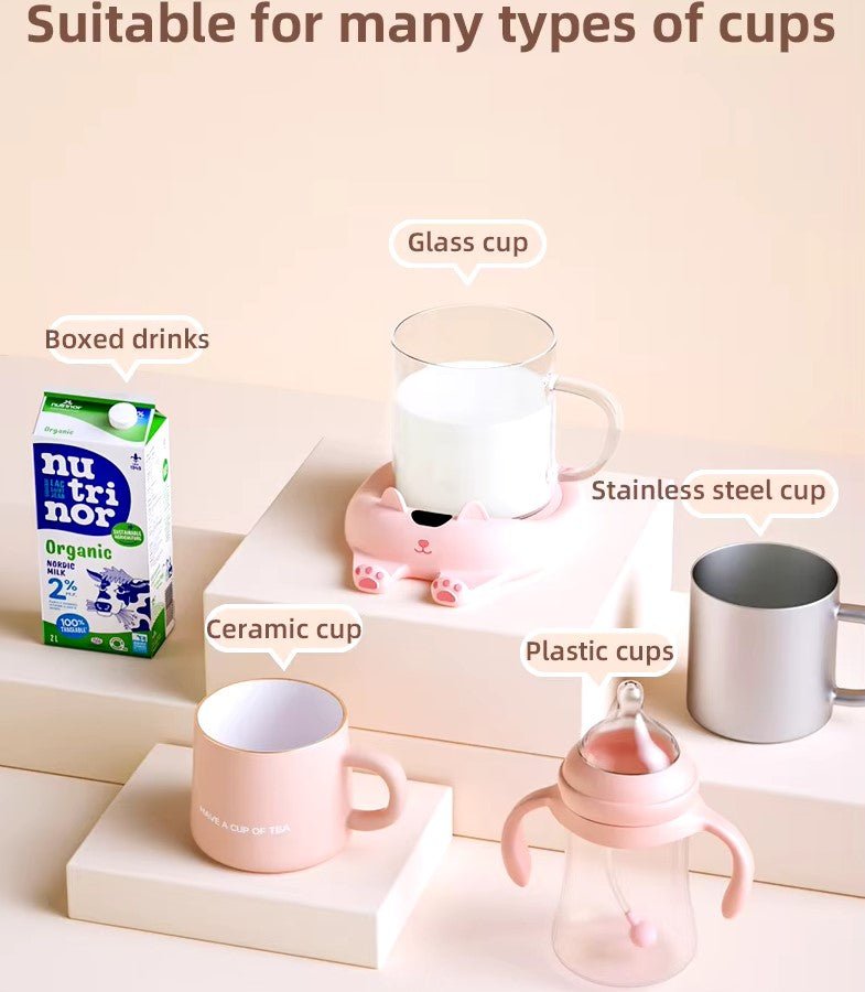 Søde Katte og Hunde - Kopvarmer til Kaffe, Mælk, Te og Vand med Automatisk Slukning og Konstant Temperatur – Perfekt Gave - FoxBox