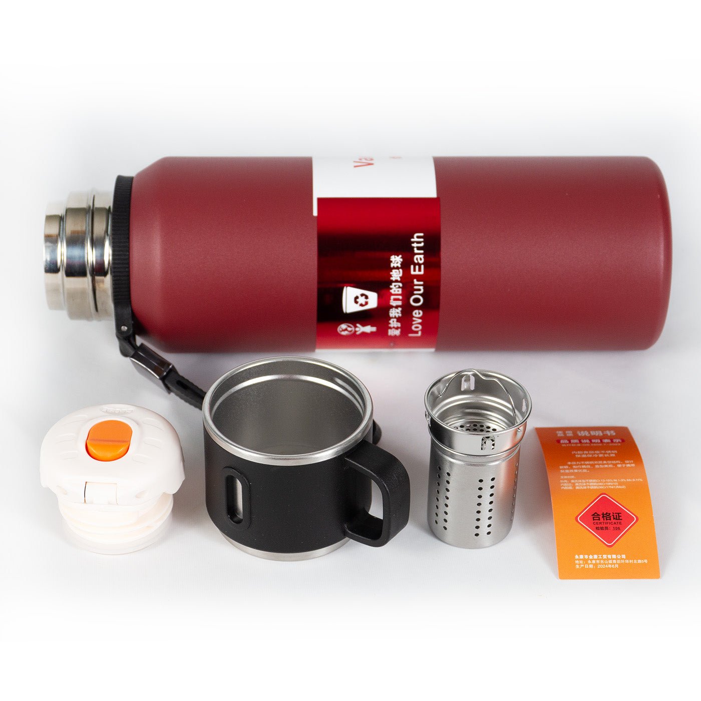 Stor Kapacitet 1000ml Kaffe Termos Vakuumflaske med Te Filter – Rejse Stainless Steel Vakuum Flaske, Holder Varme og Kulde (1L) - FoxBox