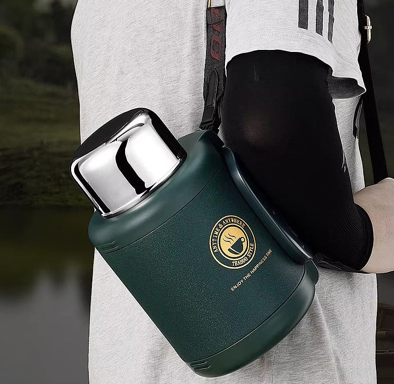TEAHOO Kaffe Termosflaske med Temperaturdisplay, 316 Rustfrit Stål, Vakuum Termoflaske til Kaffe og Te med Stor Filter, 1200ml - FoxBox