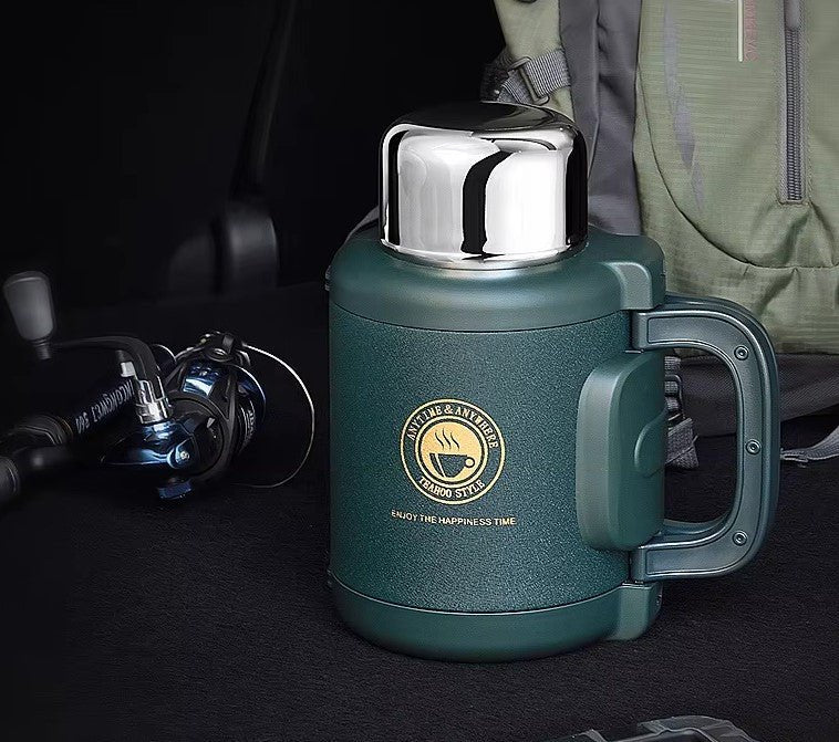 TEAHOO Kaffe Termosflaske med Temperaturdisplay, 316 Rustfrit Stål, Vakuum Termoflaske til Kaffe og Te med Stor Filter, 1200ml - FoxBox