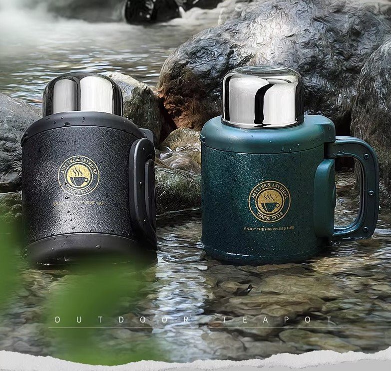 TEAHOO Kaffe Termosflaske med Temperaturdisplay, 316 Rustfrit Stål, Vakuum Termoflaske til Kaffe og Te med Stor Filter, 1200ml - FoxBox
