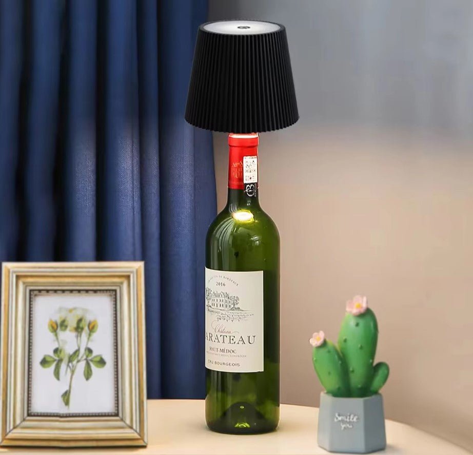 Trådløs Bordlampe til Flasker – Touch Control med 3 Farver og Trinløs Dæmpning - FoxBox